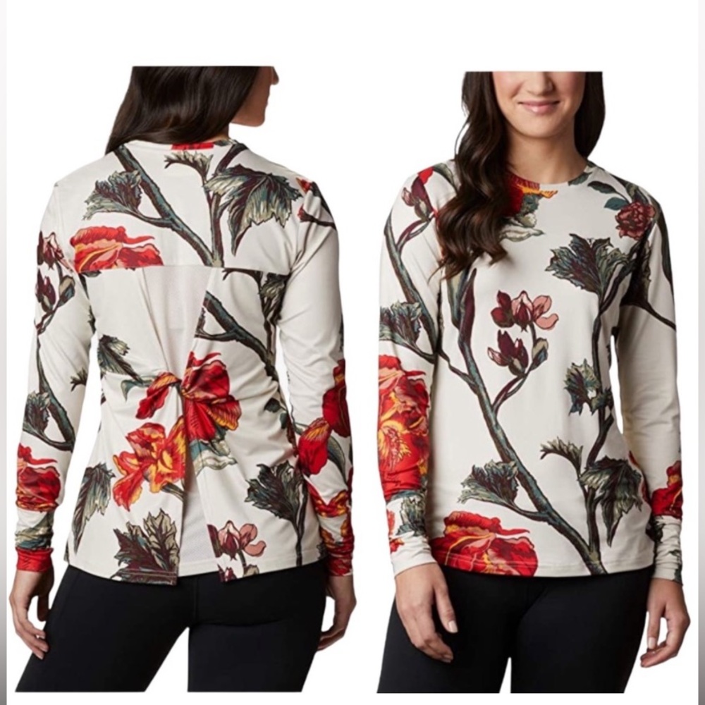 Columbia Floral Long Sleeve Top - Red and Cream